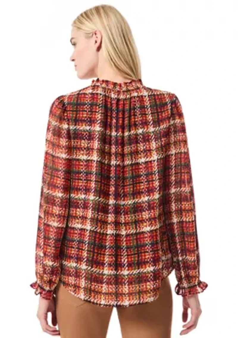 Petite Long Sleeve Raglan Peasant Blouse