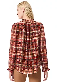 Petite Long Sleeve Raglan Peasant Blouse