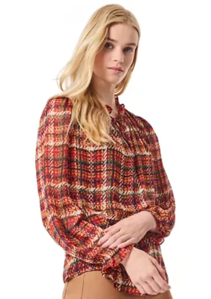 Petite Long Sleeve Raglan Peasant Blouse