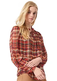 Petite Long Sleeve Raglan Peasant Blouse