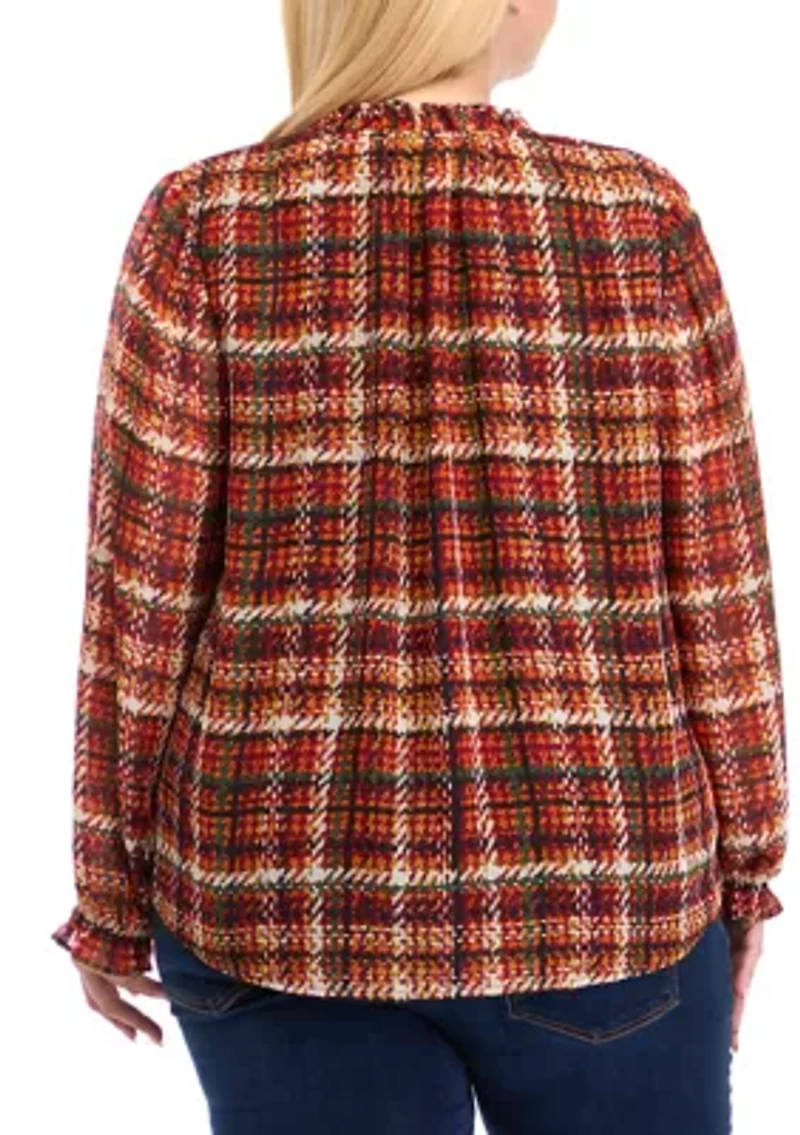 Plus Long Sleeve Raglan Peasant Blouse