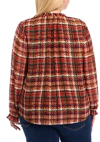 Plus Long Sleeve Raglan Peasant Blouse