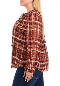 Plus Long Sleeve Raglan Peasant Blouse