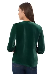 Petite Stretch Velour 3/4 Sleeve Kelly Blouse