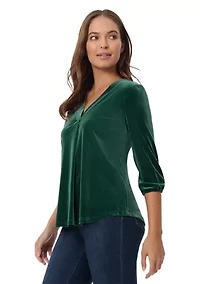 Petite Stretch Velour 3/4 Sleeve Kelly Blouse