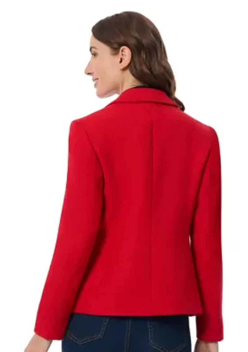 Petite Faux Double Breasted Tweed Blazer