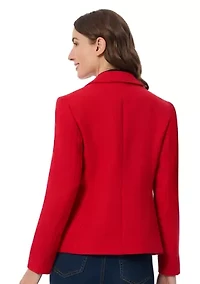 Petite Faux Double Breasted Tweed Blazer