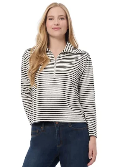 Petite Lurex Ottoman Quarter Zip Pullover