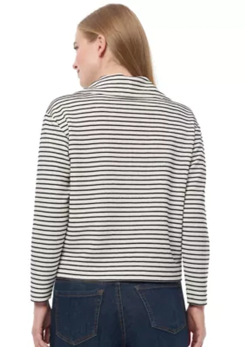 Petite Lurex Ottoman Quarter Zip Pullover