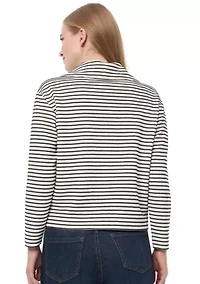 Petite Lurex Ottoman Quarter Zip Pullover