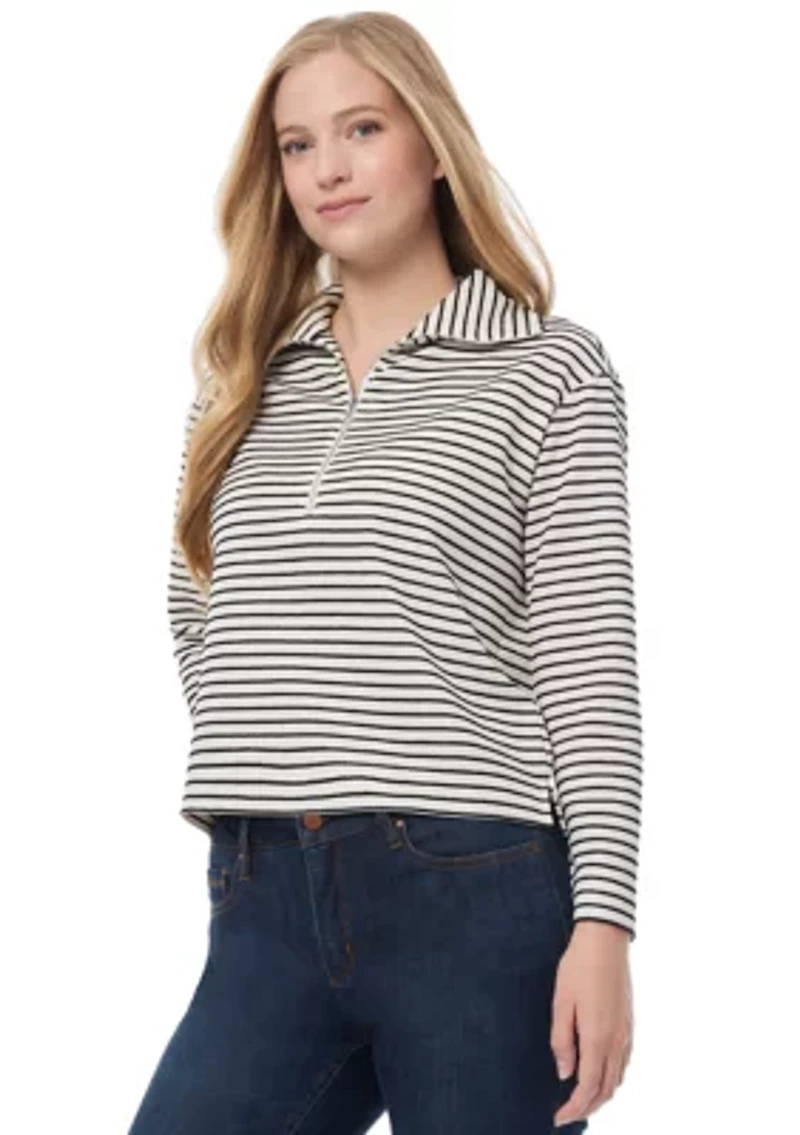 Petite Lurex Ottoman Quarter Zip Pullover