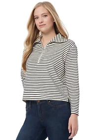 Petite Lurex Ottoman Quarter Zip Pullover
