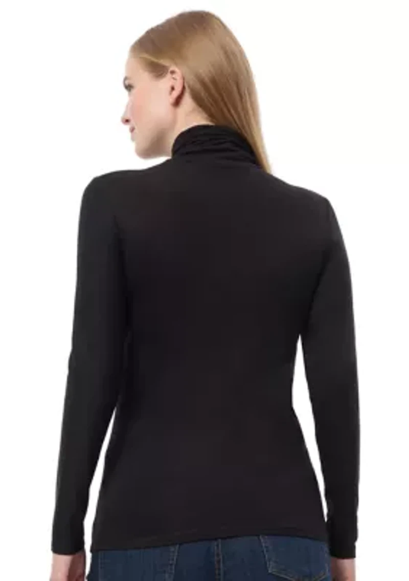 Petite Long Sleeve Mock Neck Top