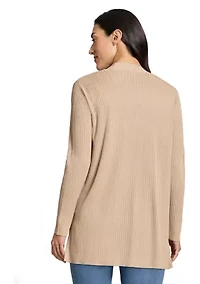 Women's Long Sleeve Cardigan with Side Slits