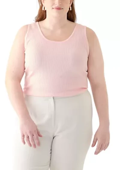 Plus Scoop Neck Tank Top Flat Back Rib