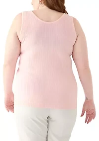 Plus Scoop Neck Tank Top Flat Back Rib