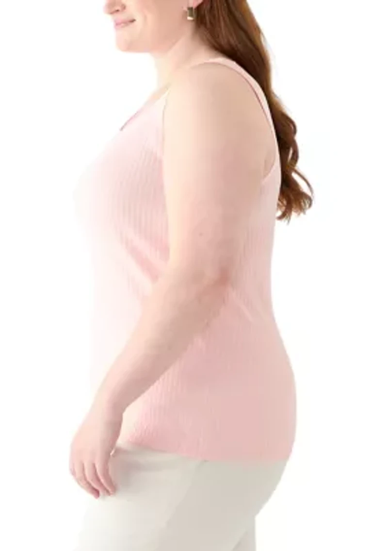 Plus Scoop Neck Tank Top Flat Back Rib