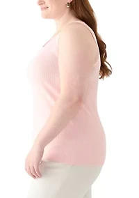 Plus Scoop Neck Tank Top Flat Back Rib