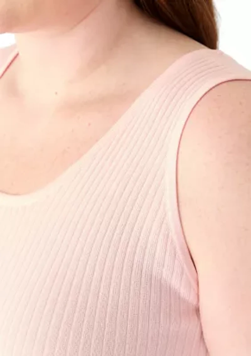 Plus Scoop Neck Tank Top Flat Back Rib