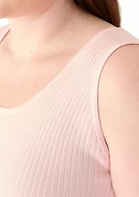 Plus Scoop Neck Tank Top Flat Back Rib