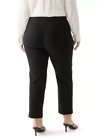 Plus Pull On Wide Waistband Straight Ankle Pants