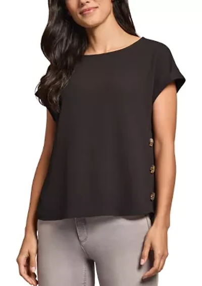 Women's Short Sleeve Button Detail Blouse