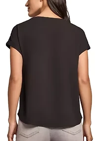 Women's Short Sleeve Button Detail Blouse