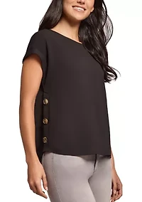Women's Short Sleeve Button Detail Blouse
