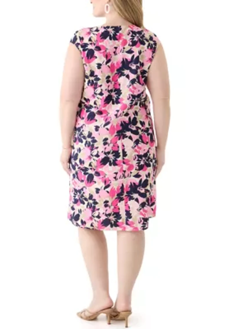 Plus Extended Cap Sleeve Swing Dress