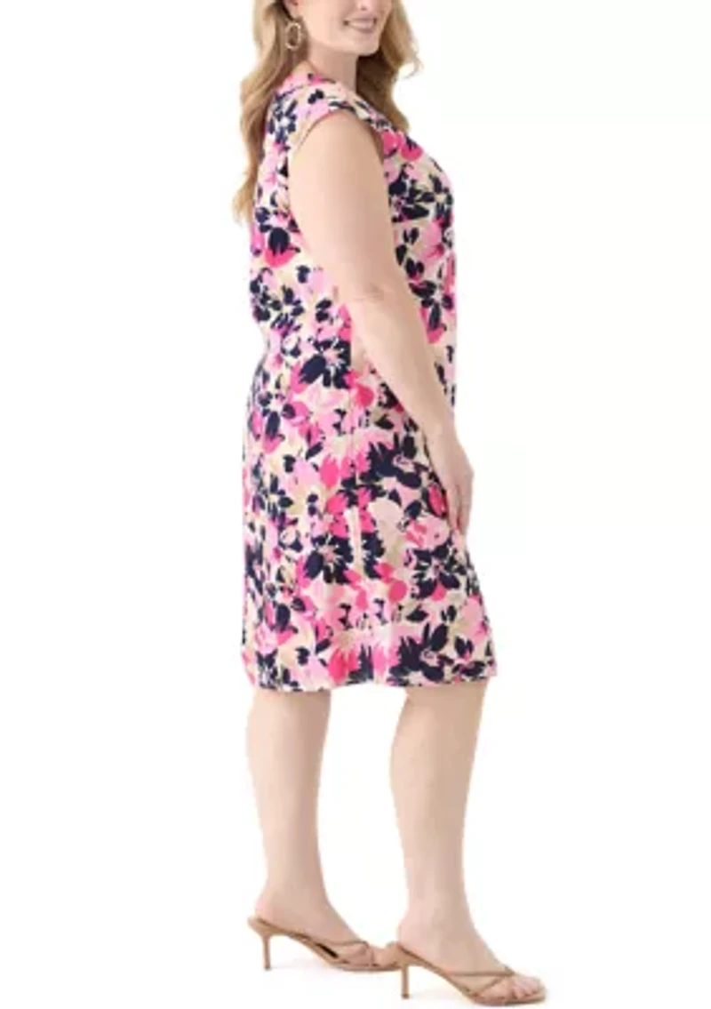 Plus Extended Cap Sleeve Swing Dress