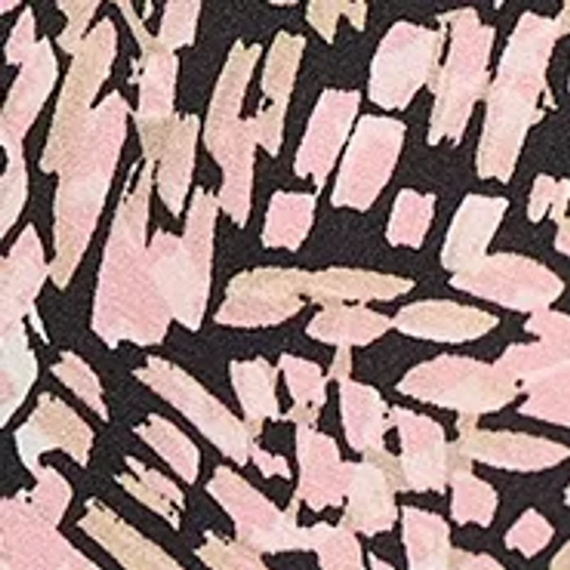 Women's Printed Moss Crepe 3/4 Sleeve V-Neck Top with Tube Trim