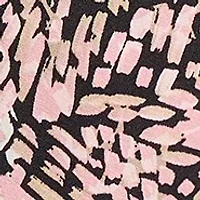 Women's Printed Moss Crepe 3/4 Sleeve V-Neck Top with Tube Trim