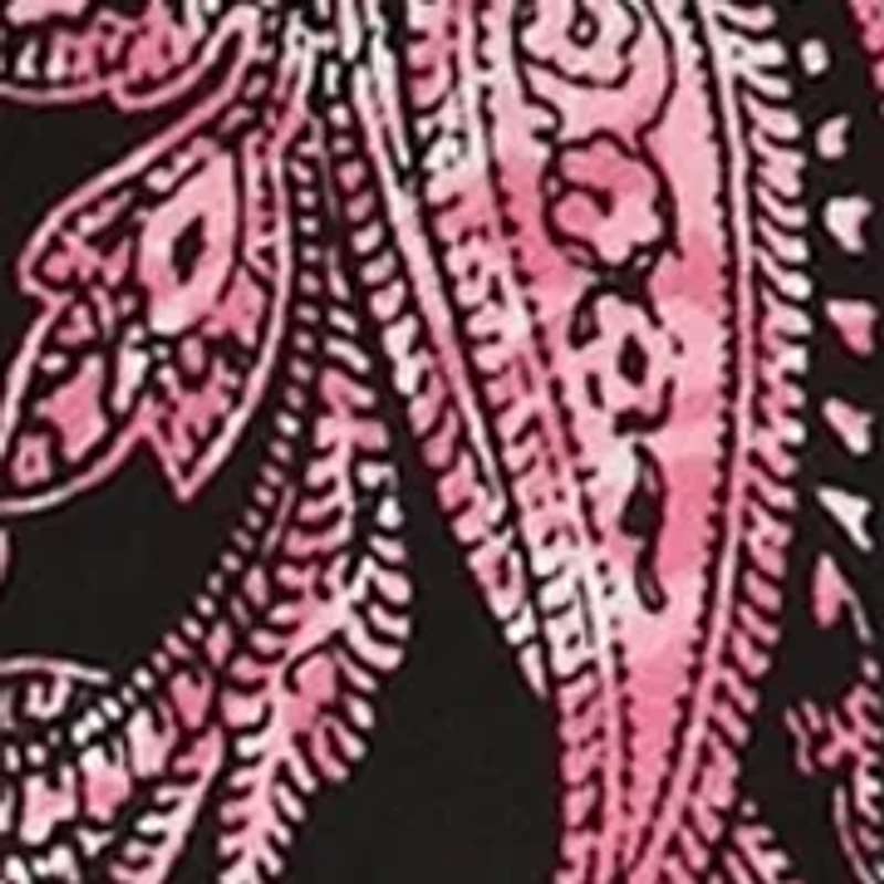 Plus Printed Moss Crepe 3/4 Sleeve V-Neck Top with Tube Trim