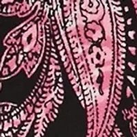 Plus Printed Moss Crepe 3/4 Sleeve V-Neck Top with Tube Trim