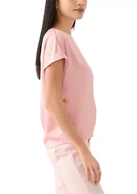 Petite Short Sleeve Side Button Blouse