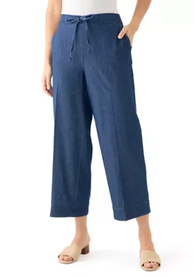 Women's Tie Waist Stitch Hem Pants