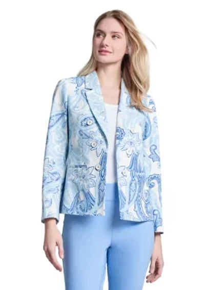 Women's Printed Woven Faux Double Breasted Jacket