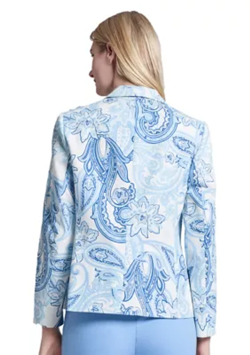 Women's Printed Woven Faux Double Breasted Jacket