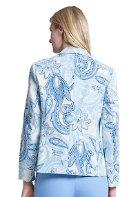 Women's Printed Woven Faux Double Breasted Jacket