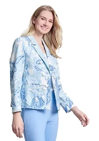 Women's Printed Woven Faux Double Breasted Jacket