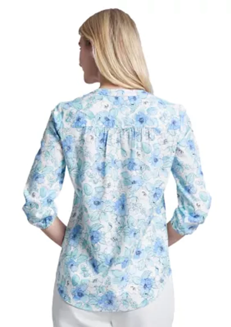 Petite 3/4 Sleeve V-Neck Tunic Top