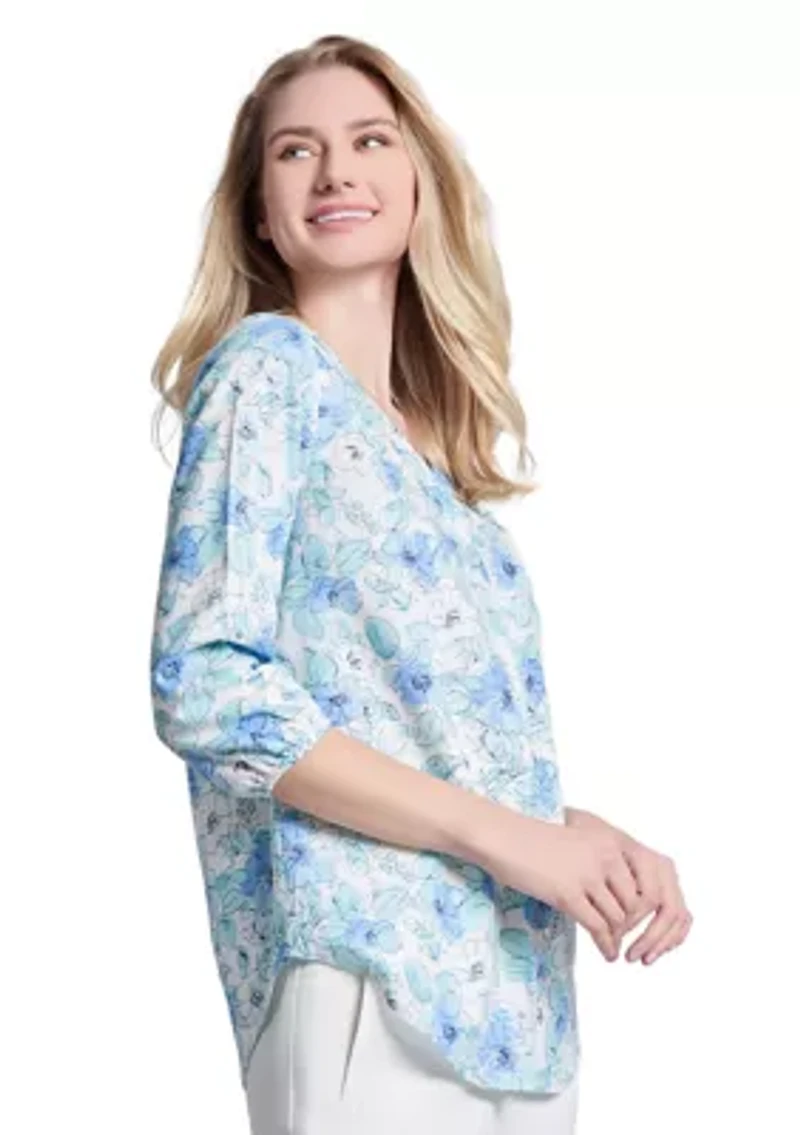 Petite 3/4 Sleeve V-Neck Tunic Top