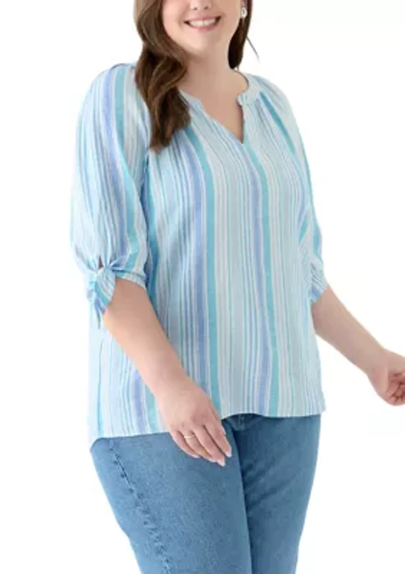 Plus Elbow Sleeve Raglan Blouse