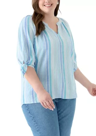 Plus Elbow Sleeve Raglan Blouse