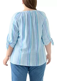 Plus Elbow Sleeve Raglan Blouse