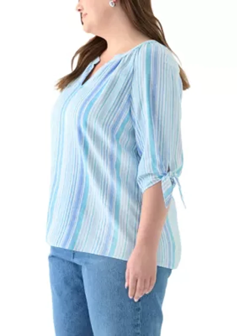 Plus Elbow Sleeve Raglan Blouse