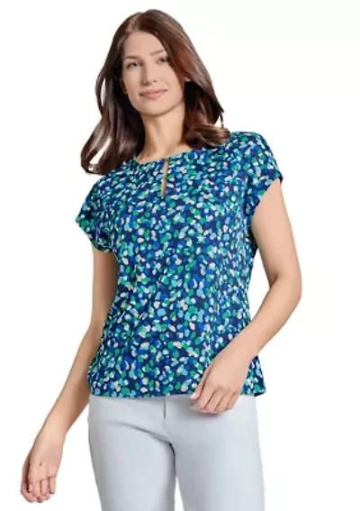 Petite Short Sleeve Printed Top
