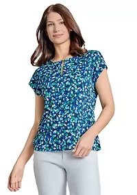 Petite Short Sleeve Printed Top
