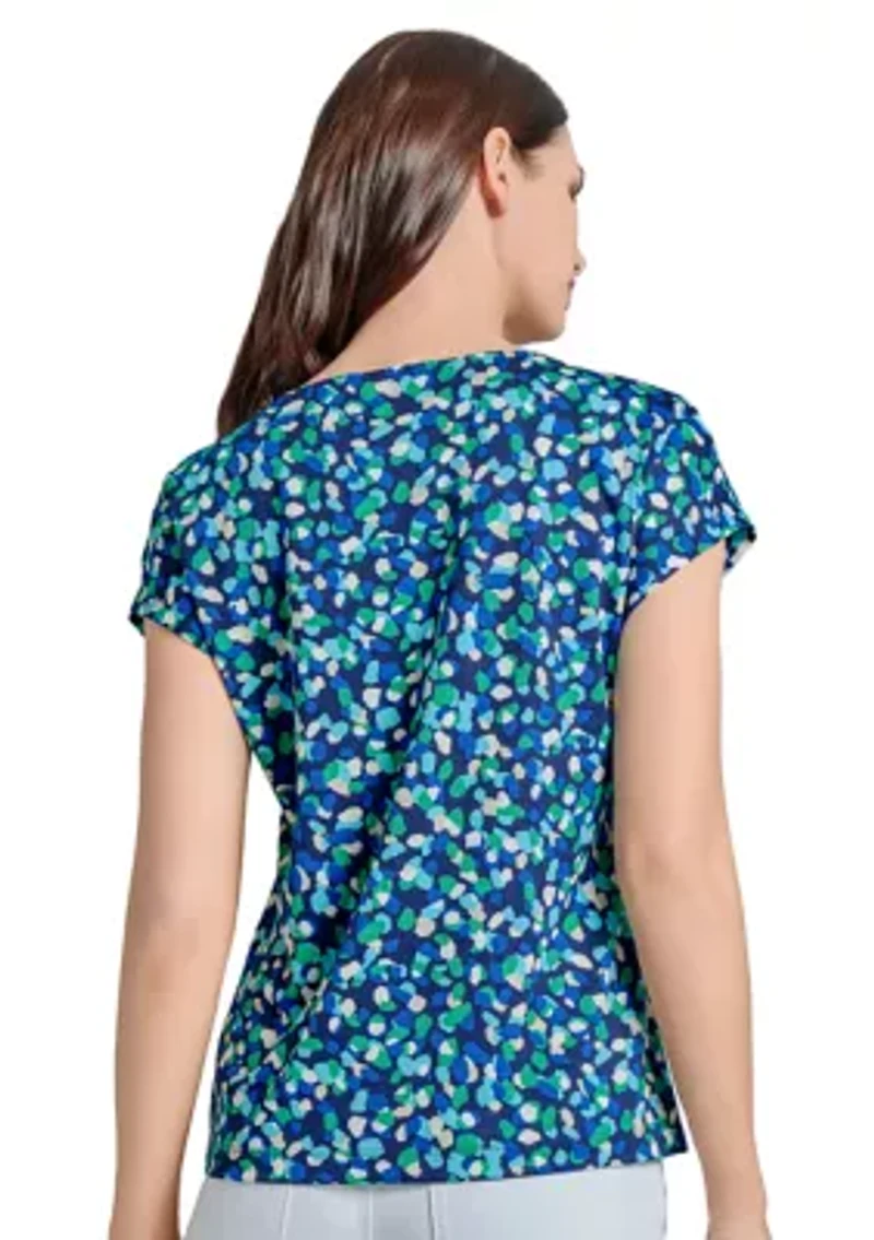 Petite Short Sleeve Printed Top
