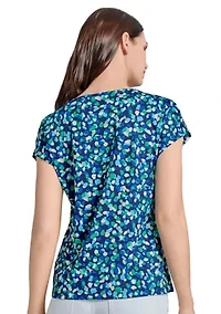 Petite Short Sleeve Printed Top